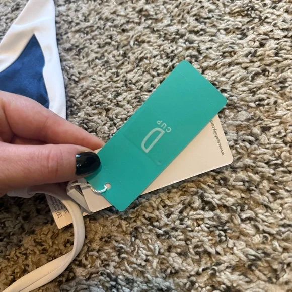 Seafolly Anthro Block Party Denim Color Triangle Bikini Swim Top D Cup Size 8 - Picture 7 of 9